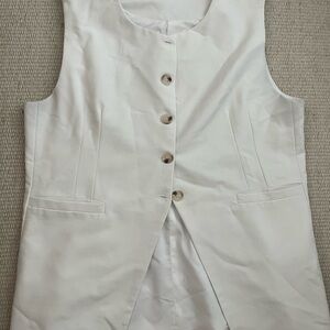 White Sleeveless Button-Up Waiscoat (unbranded)